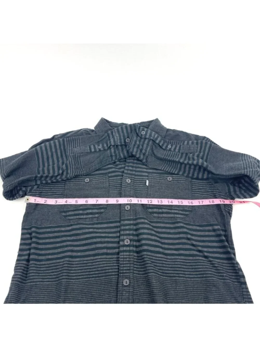Levi's Mens Button Down Shirt Black and Gray Stripes Size M